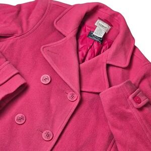 L.L.Bean Women's 12 Pink Wool‎ Peacoat Classic Preppy Double Breasted Jacket